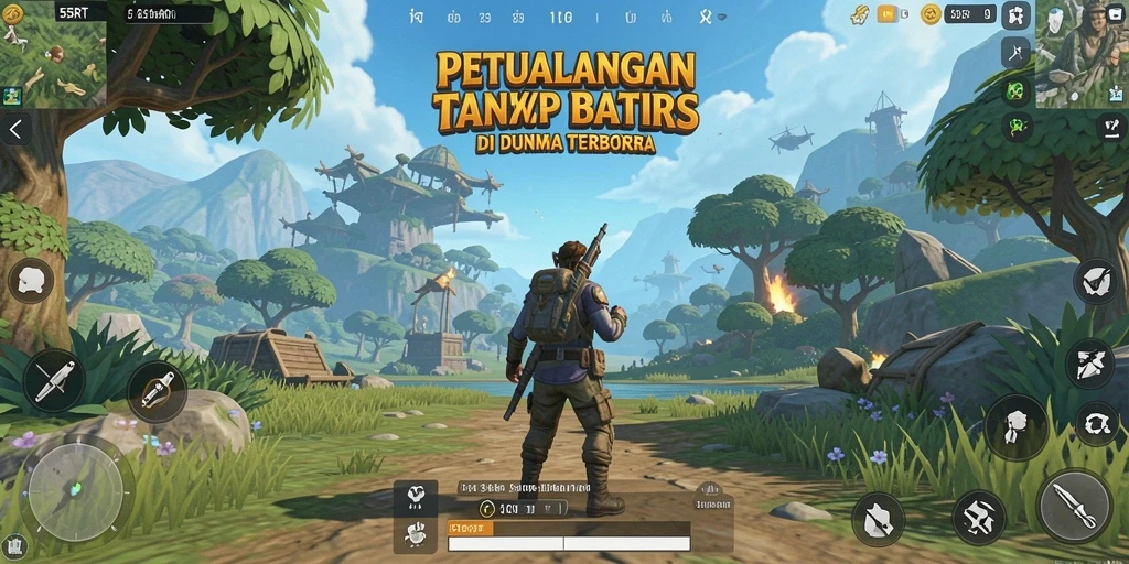 Screenshot permainan 55RT menunjukkan kebebasan eksplorasi dunia terbuka.