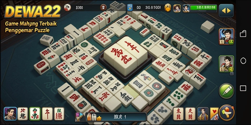 Tampilan gameplay DEWA22 yang menarik saat mencocokkan ubin Mahjong.