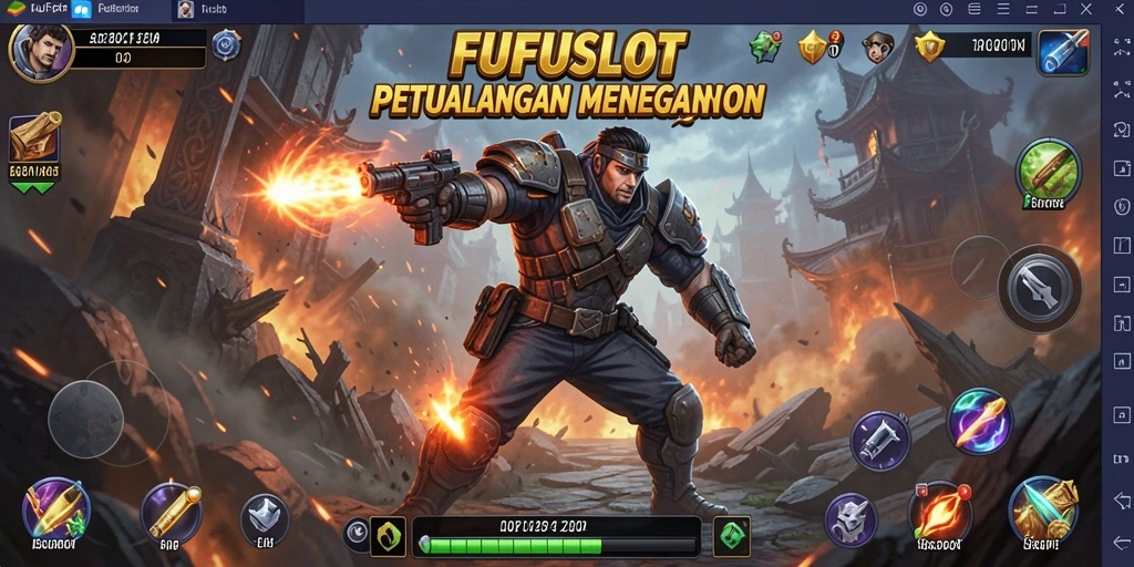 Screenshot FUFUSLOT yang menunjukkan aksi pertempuran yang mendebarkan.