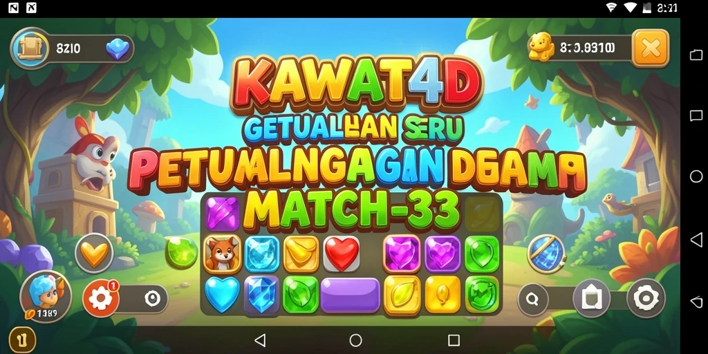 Gameplay seru dan penuh warna dalam KAWAT4D Match-3.