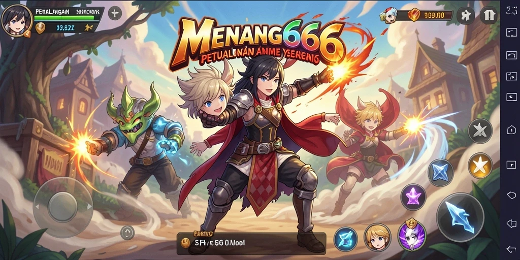 Tampilan gameplay <strong>MENANG666</strong> yang penuh warna dan dinamis.