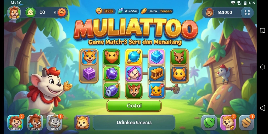 Screenshot permainan <strong>MULIATOTO</strong> menampilkan aksi seru dalam memecahkan teka-teki Match-3.