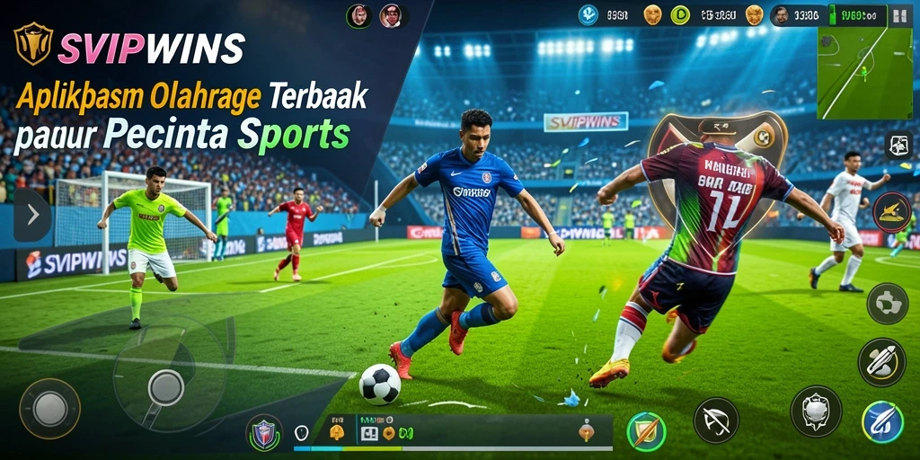 Tangkapan layar utama SVIPWINS menampilkan antarmuka aplikasi dengan informasi olahraga terkini.